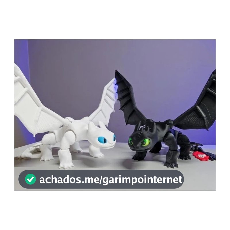 Banguela e Fúria da Luz – Dragões Articulados Brinquedo e Miniatura de Como Treinar o Seu Dragão