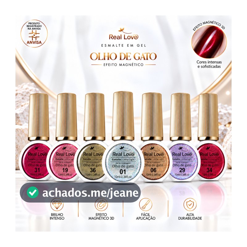 Kit Esmalte Em Gel Olho De Gato Magnético Refletivo 10ml Real Love & Ímã Magnético Cores Sortidas
