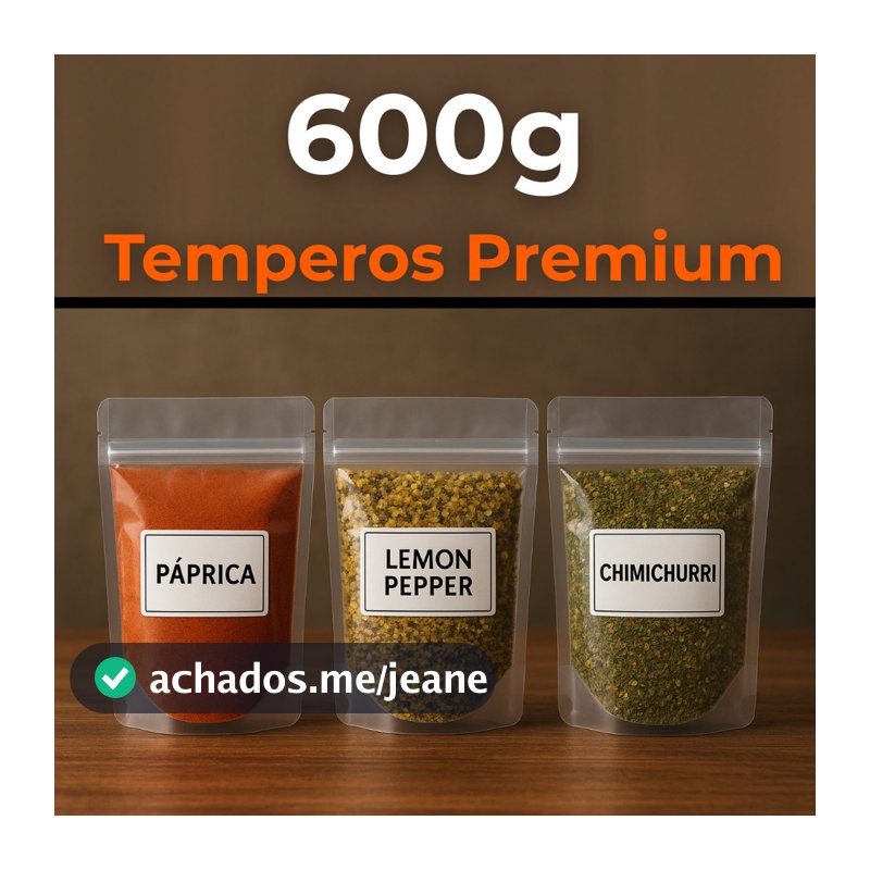 Kit de Temperos 600g – Lemon Pepper, Páprica Defumada, Chimichurri – Premium Gourmet
