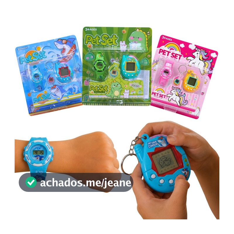 Kit Infantil Game Bichinho Virtual de Estimação Mais Relógio infantil P/ Crianças - Castela