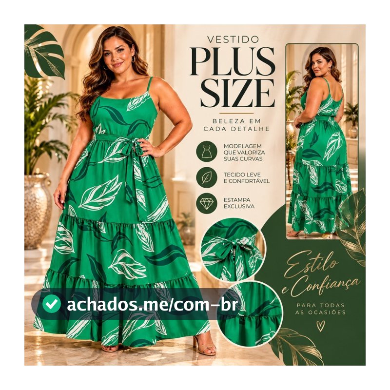 Vestido Plus Size Longo Floral Luxo Feminino Elegante Moda Verão Soltinho Confortável Não Marca Corpo Envio Imediato