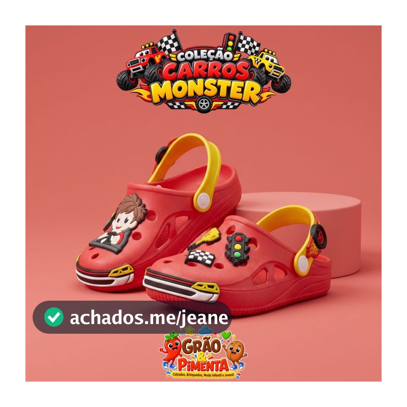 Sandália Infantil Menino Carros Monster Calce Fácil c/ Tira Traseira macio confortável antiderrapante
