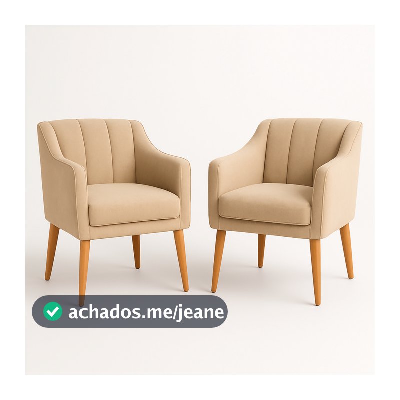 Kit com 2 Cadeiras Poltrona para Sala Moderna e Confortável Mila Suede