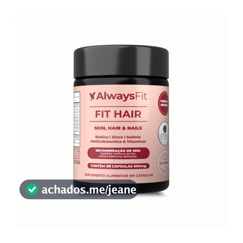 FitHair AlwaysFit  | Biotina + Zinco + Selênio + Ferro + Cobre + Cisteína + Vitaminas | 30 Cápsulas