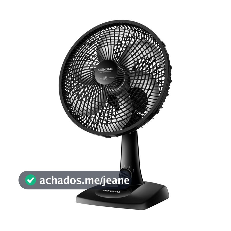 Ventilador de Mesa Mondial VSP-30B 127v 30cm Superpower Oscilante 6 Pás Preto 3 Velocidades