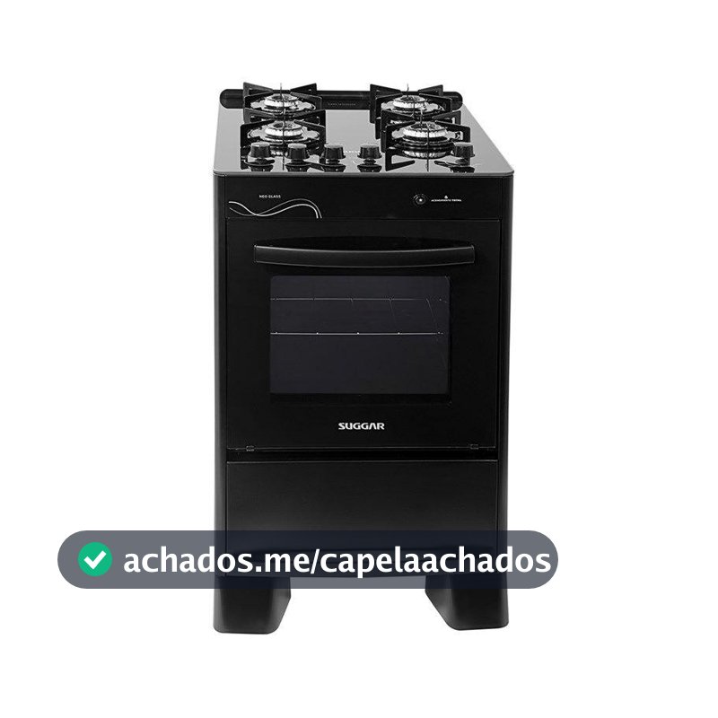 FOGÃO SUGGAR NEO GLASS 4 QUEIMADORES PRETO BIVOLT FGVNG410PT