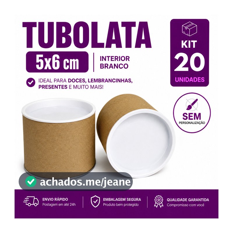 Kit 20 Unidades Mini Tubolatas 5x6 cm Tubo Lata Kraft para Lembrancinhas