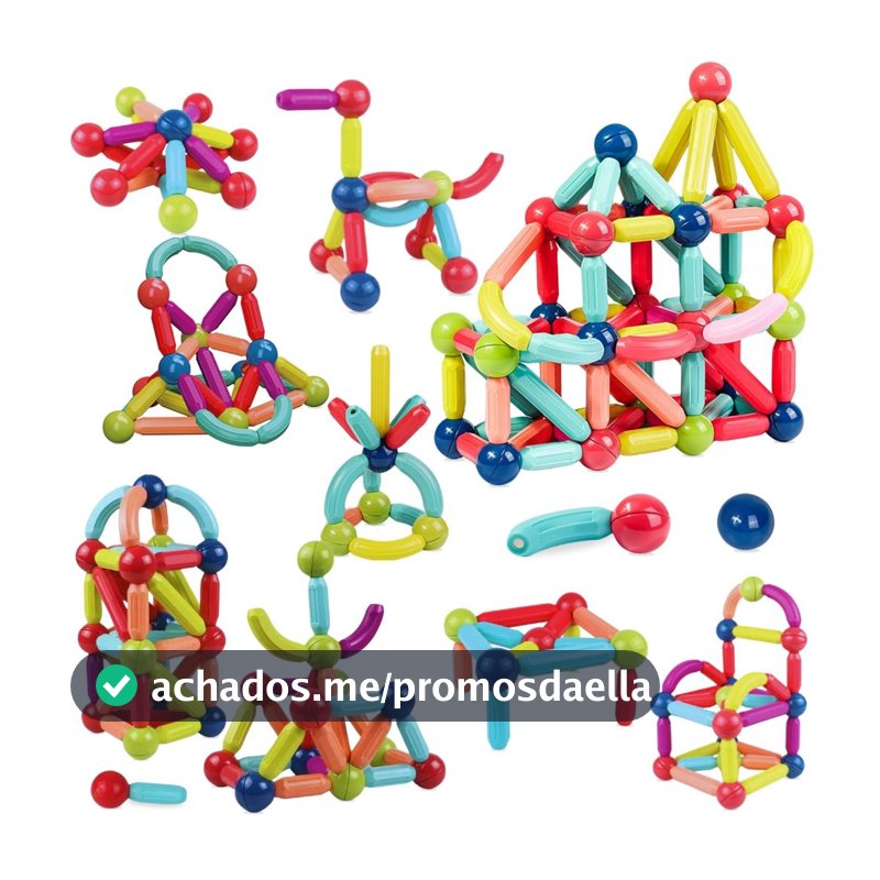 Blocos de Montar Magnéticos Bastões Brinquedo Infantil 138 Peças