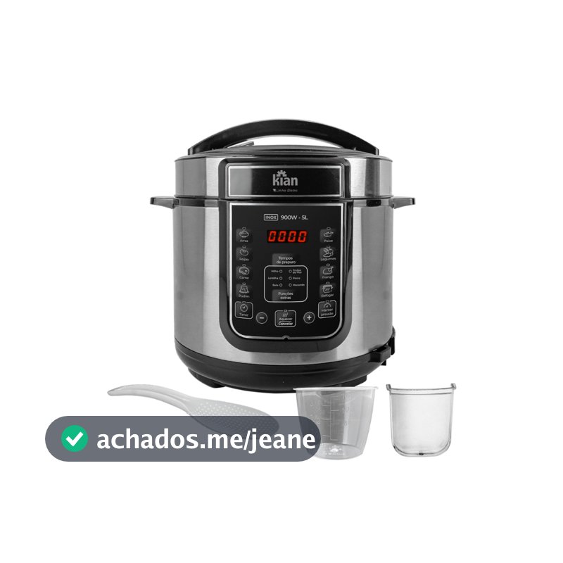 Panela de Pressão Elétrica Kian 5 Litros 900W 127V  Inox/Preto PPE-101