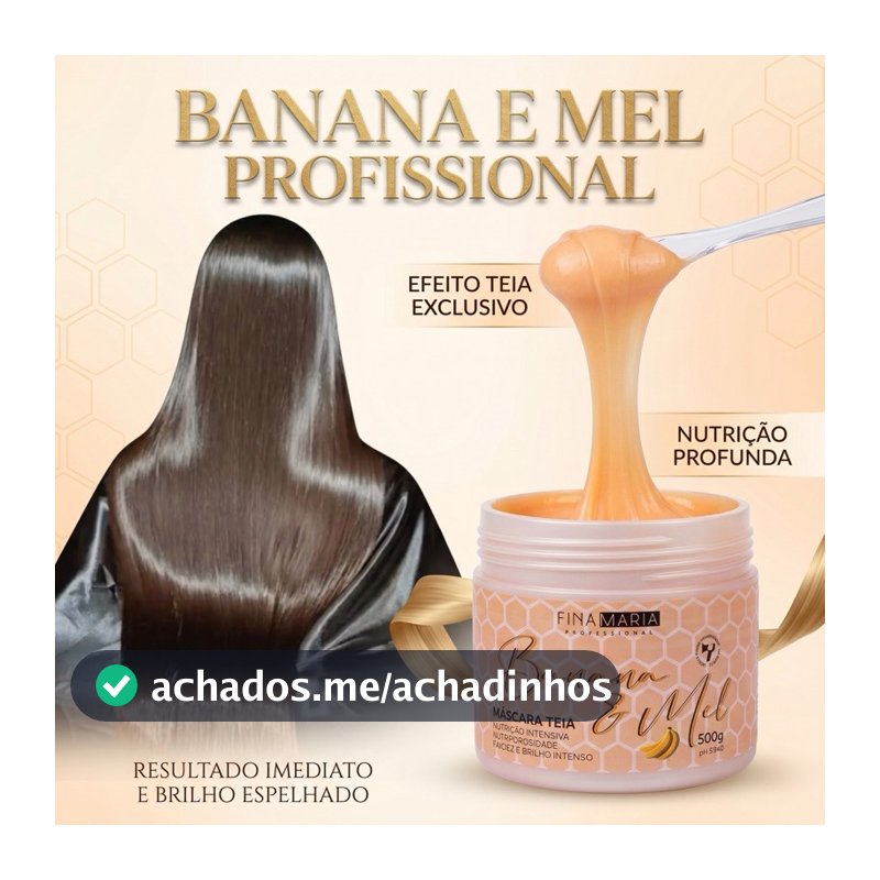 NUTRIÇÃO CAPILAR BANANA E MEL ANTIPOROSIDADE EFEITO TEIA - TRATAMENTO INTENSIVO - FINA MARIA PROFESSIONAL