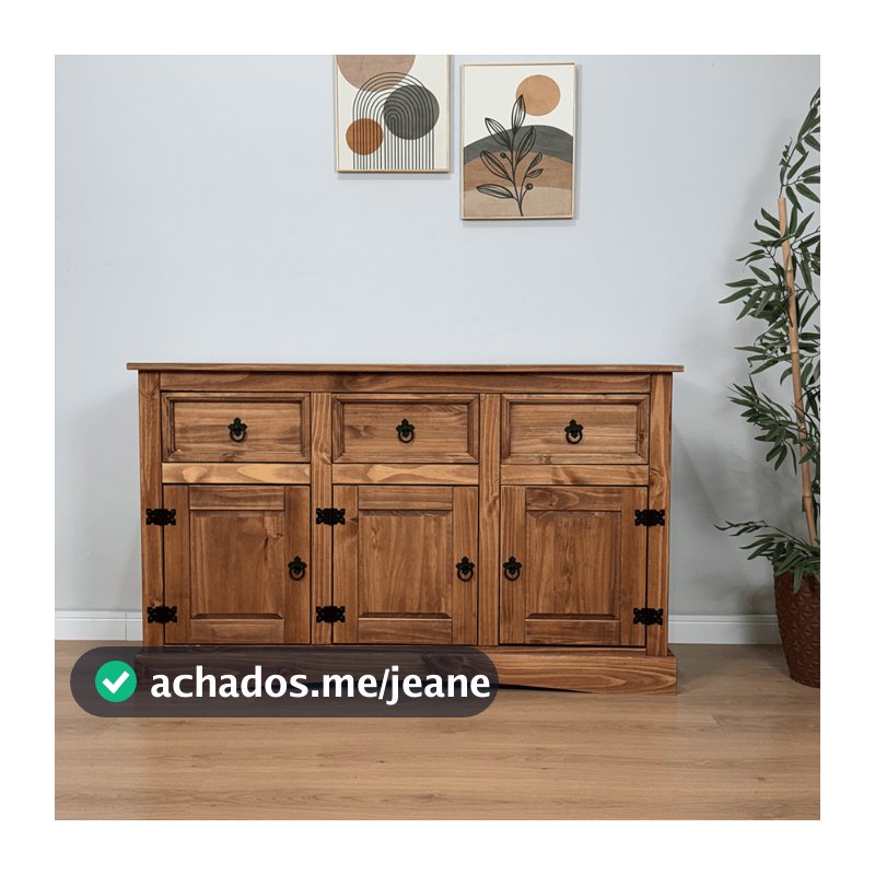 Balcão 3 Gavetas 3 Portas Para Sala de Estar e Quarto Estilo Rustico