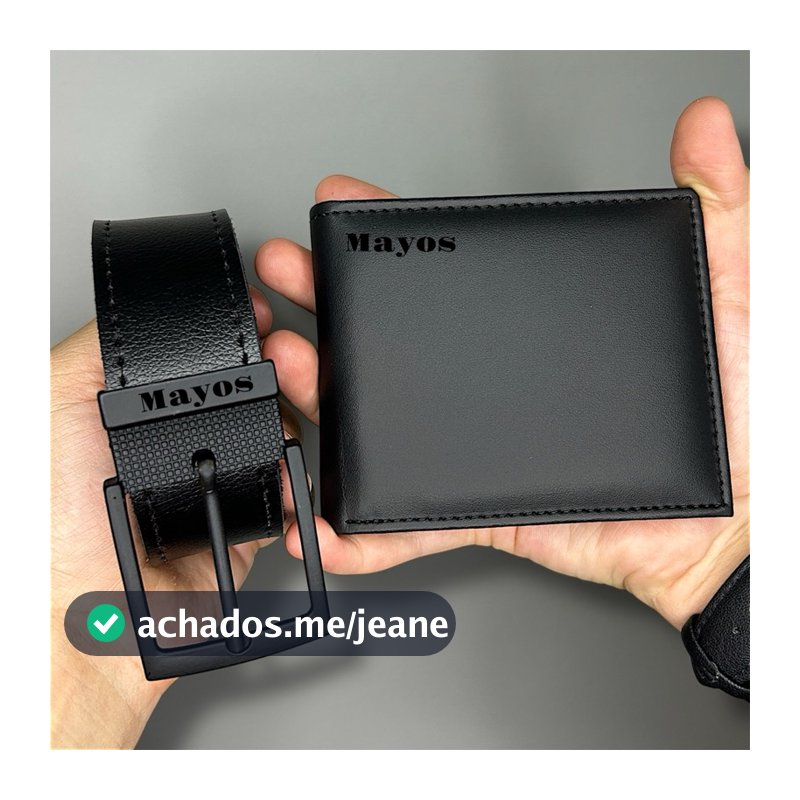 Kit Cinto Masculino 125CM + Carteira Masculina LISA.