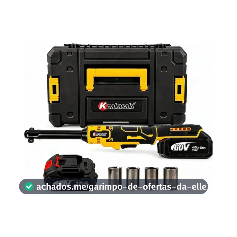 Chave De Catraca A Bateria Elétrica 2 Baterias 60v Com Soquetes E Maleta