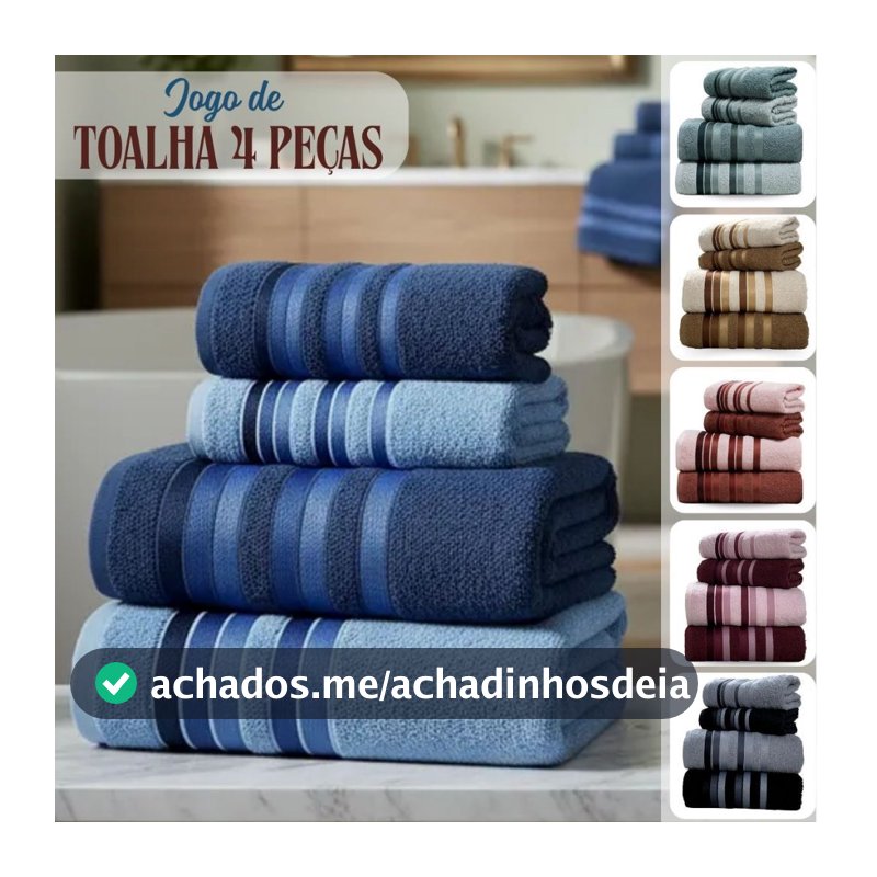 Jogo de Toalha 4 Peças 100% Algodão Macia Felpuda Banho Rosto Premier Habitat