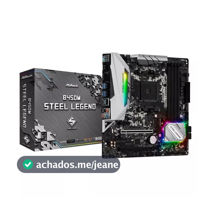 Placa Mãe ASRock B450M Steel Legend, Chipset B450, AMD AM4, mATX, DDR4