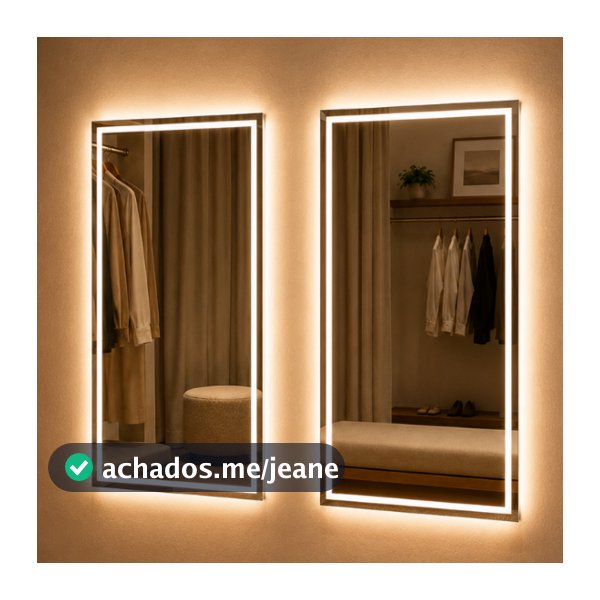 Kit com 2 Espelho de Led Retangular Jateado 70x50 com Botão Touch Banheiro Closet Quarto Premium