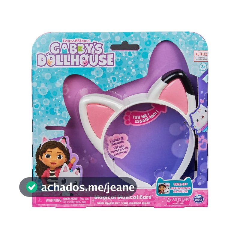 Tiara Orelhas Mágicas Musical E Luz - Gabbys Dollhouse Sunny Original
