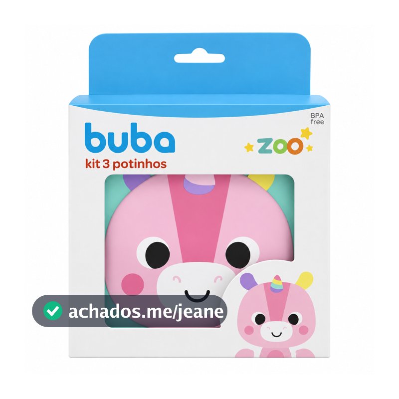 Kit 3 Potes Lancheira Infantil Buba Zoo Unicórnio
