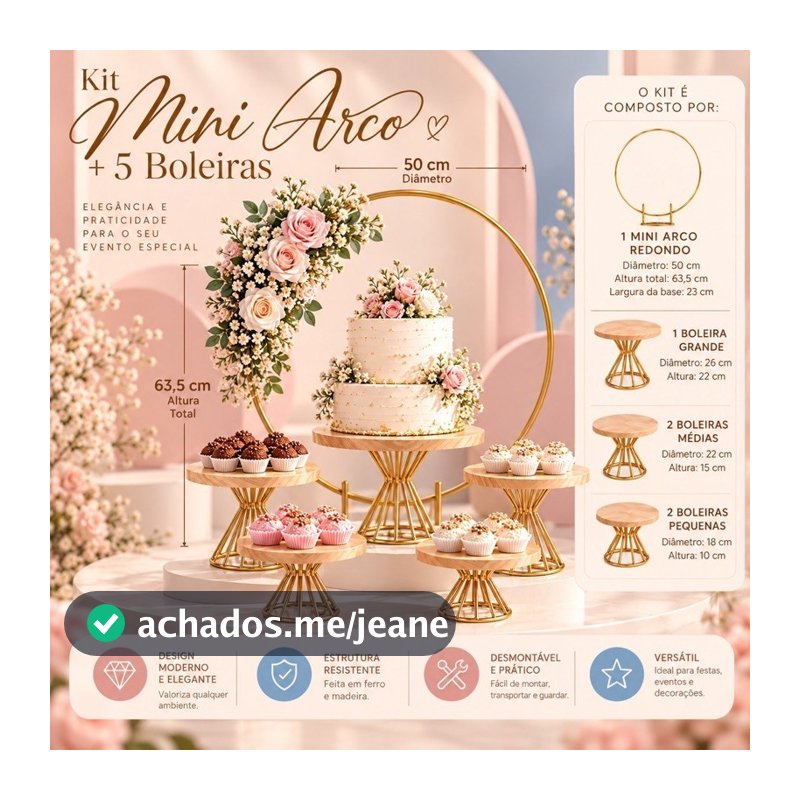 KIT BOLEIRAS + ARCO DECORATIVO PARA MESA