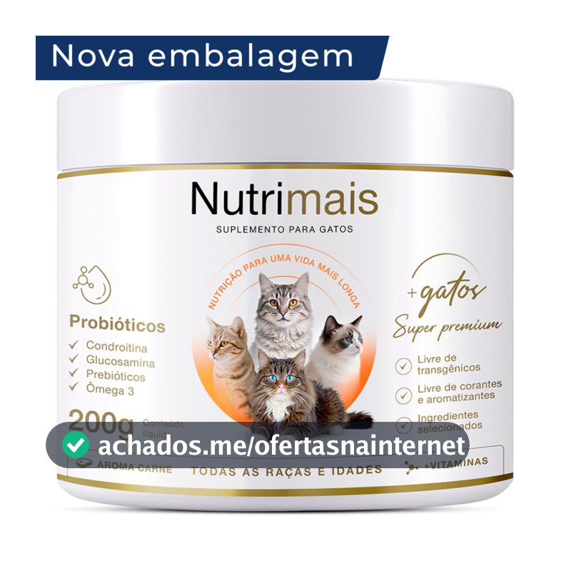 Suplemento Nutrimais Gatos Queda de Pelos Pele e Derme Imunidade Energia 200g