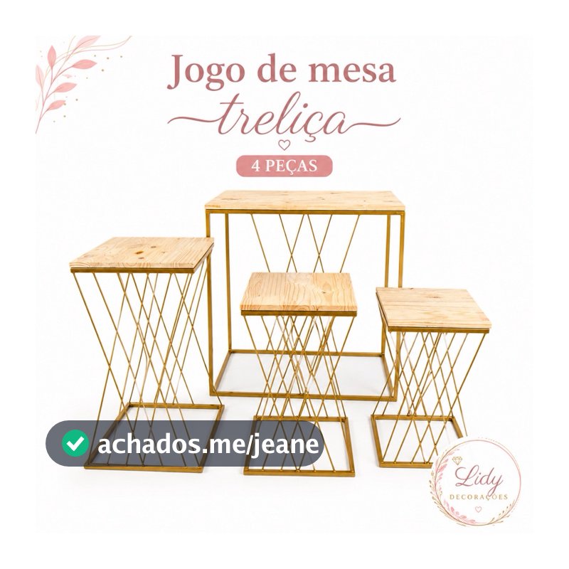 Kit de Mesa Treliça Jogo com 4 Peças decoração Festa