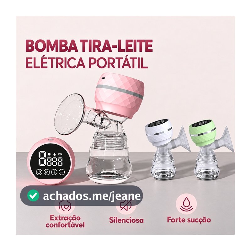 Bomba de Leite Elétrica Portátil Silenciosa Alta Sucção sem Dor Tira Leite Integrado com 2 Modos