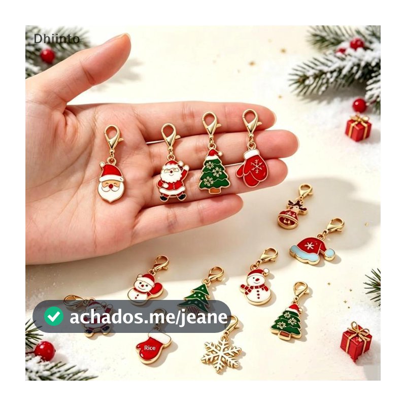[Dhiint] Pingentes De Chaveiro Com Tema De Natal 10/20/30 Peças Conjunto De Clipe Para Lembrancinhas De Festa Faça Você