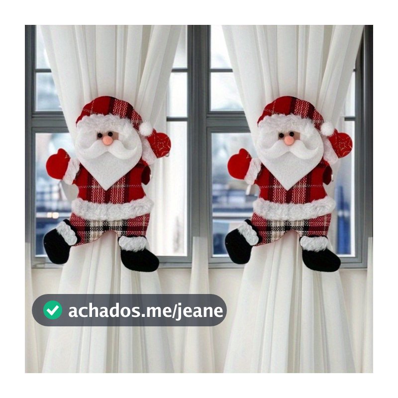 Clipes de Cortina com Tema de Natal, Clipes de Cortina do Papai Noel, Decorações de Férias, Clipes de Cortina de Rena, C