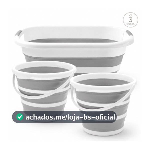 Kit 3 Peças 1 Cesto Retrátil 26L e 2 Baldes 10L Powermaid