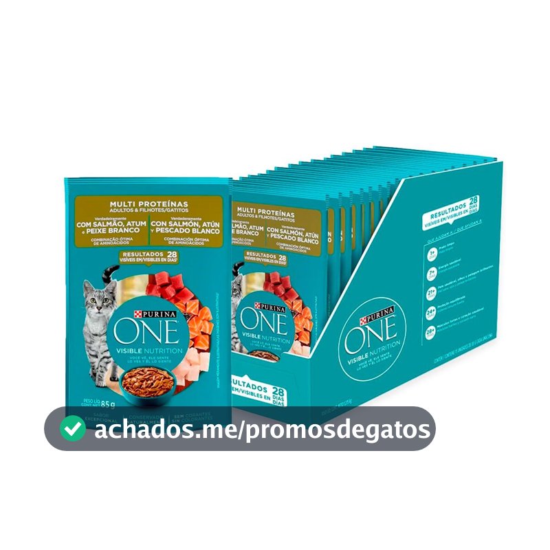 Caixa 15un. Ração Úmida Purina One Sachê Para Gatos Multi Proteínas 85g
