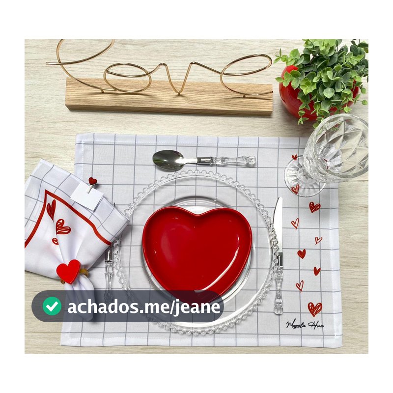 Jogo Americano Namorados Estampado Amor Love Sousplat Supla Mesa Posta Romântica Estampa Exclusiva