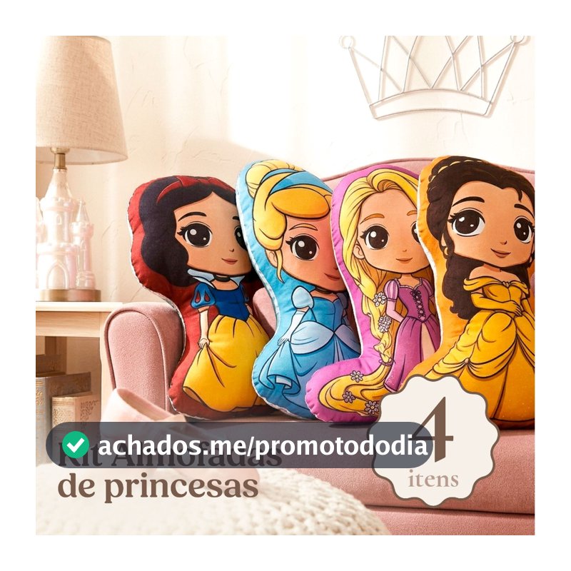 Almofada Princesas Disney Micropercal 48x40 com Enchimento Macio