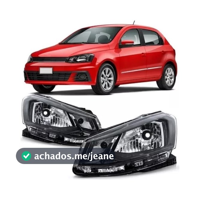 PAR DE FARÓIS GOL VOYAGE G7 2016 A 2022 FOCO SIMPLES MÁSCARA NEGRA