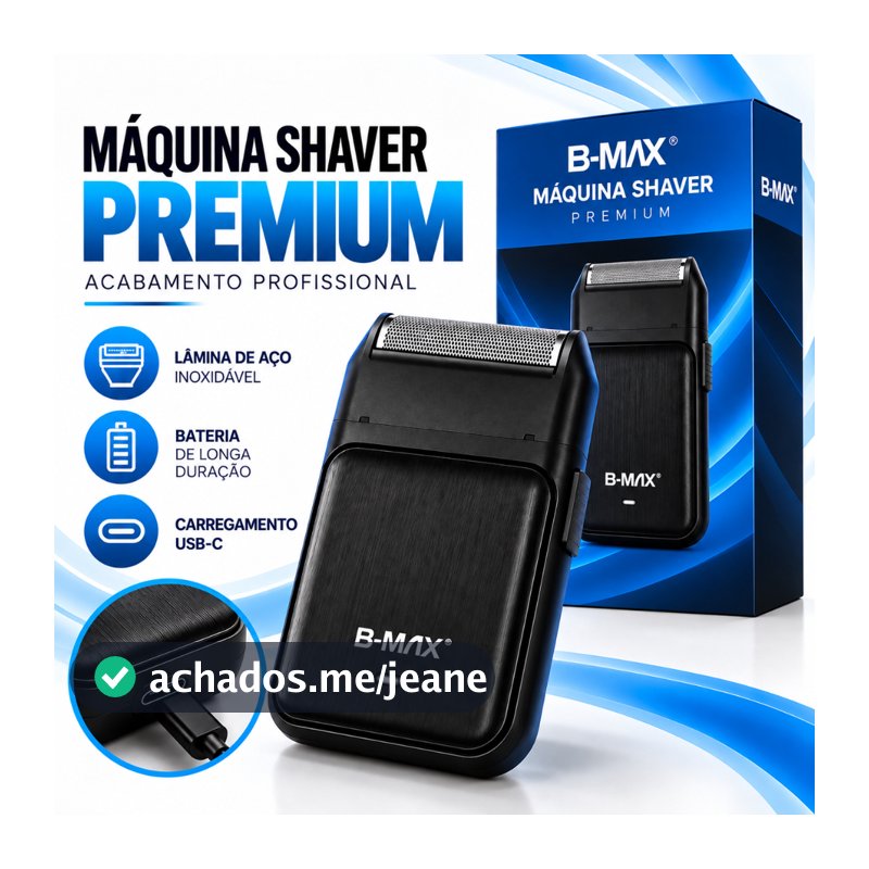 Máquina Shaver Premium B-MAX Sem Fio USB-C Acabamento Profissional
