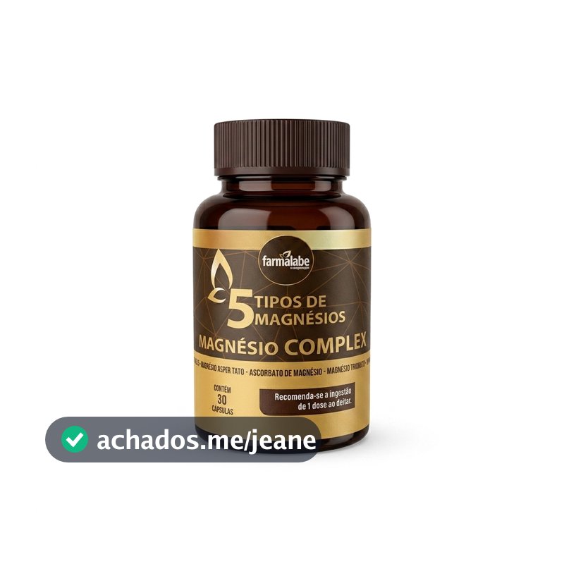 5 Tipos de Magnésio 600MG 30 cápsulas - Magnésio Complex Saúde Muscular e Cognitiva