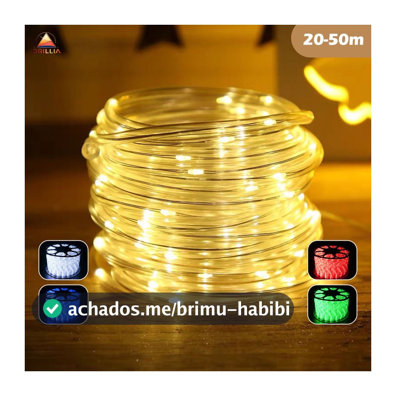 20 à 50m Mangueira de Led Iluminação Natal Decoração + Conector 5 cores disponíveis IP65 apenas 220V