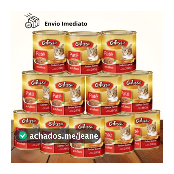 Kit 12 Latas Pate Para Gatos Adultos Colosso Premium Sabor Carne 280g