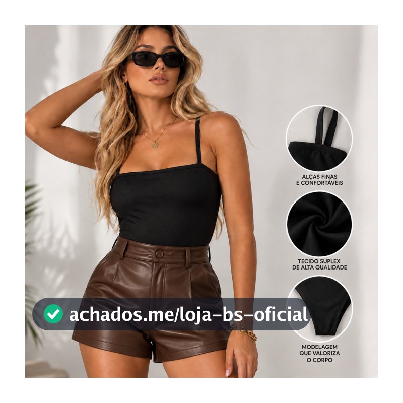 Body Feminino Alcinha com Bojo Suplex Premium Alça Fina Liso Básico Moda Feminina