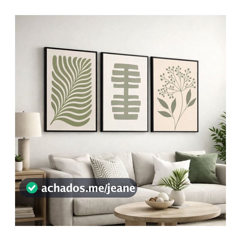Kit 3 Quadros Decorativos 40x60 Com Moldura Moderno Para Sala Quarto Hall