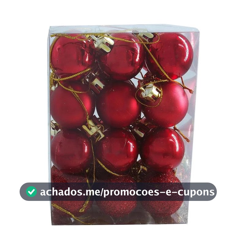 Kit Com 24 Bolas Natalina Arles Pequena 2,5cm Várias Cores
