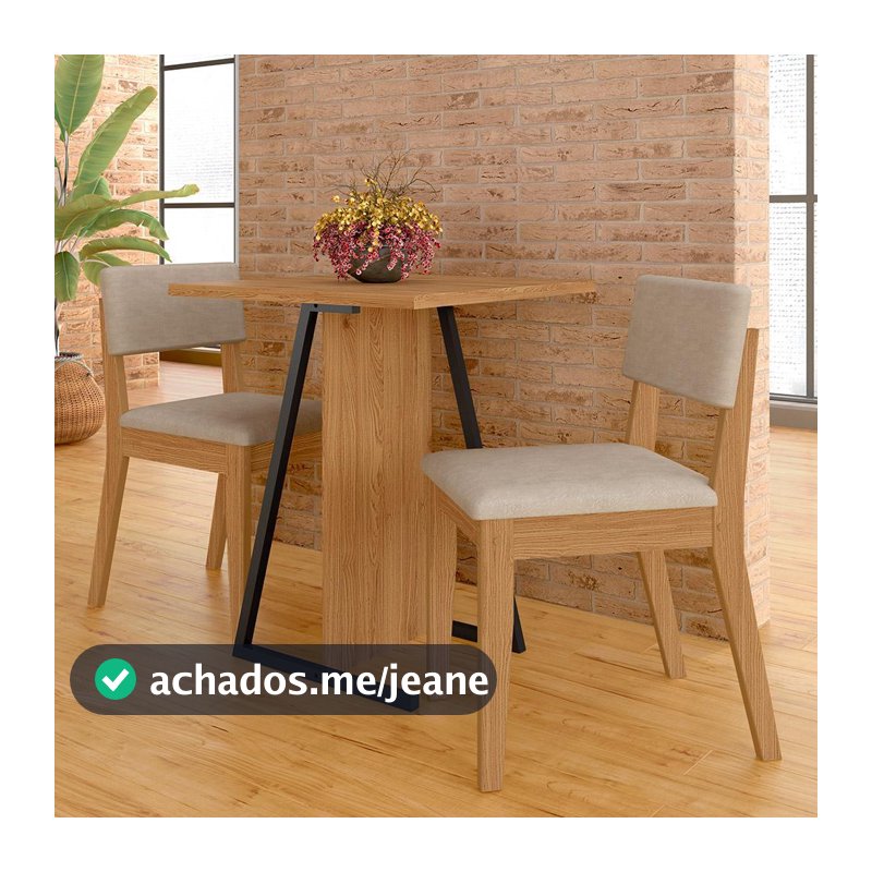Conjunto De Mesa Com 2 Cadeiras Arkansas Cinamomo/bege - M. Arapongas