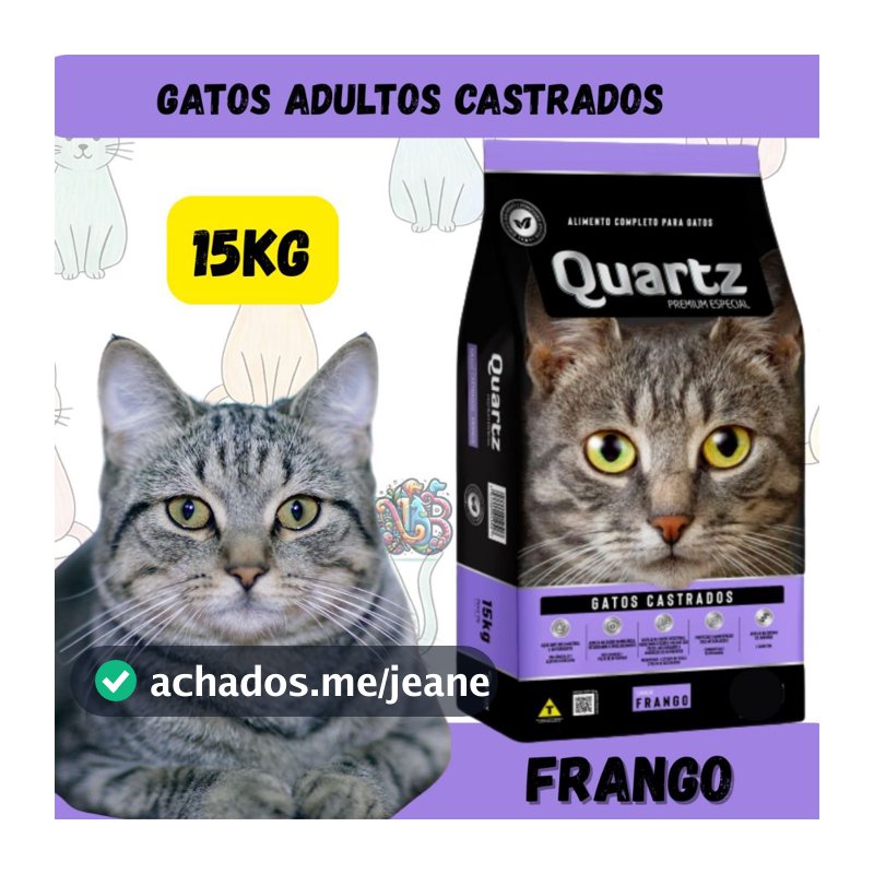 Quartz Ração Premium Especial Gatos Castrados Frango 15kg