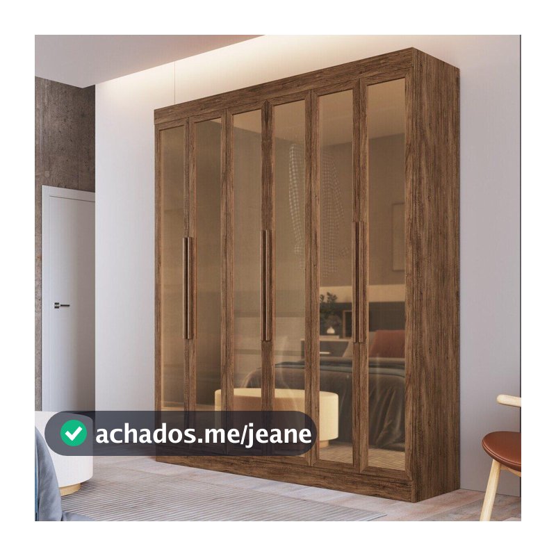 Guarda-Roupas Casal 6 Portas com Vidro Multimóveis CR35260