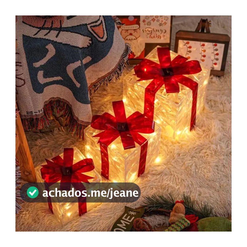 Caixas De Natal , Com Arco LED Luzes De Corda Presente Iluminadas , Decoração De Caixa Brilhante À Prova D'água