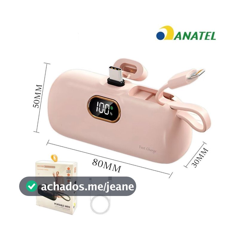 Mini Power Bank Cápsula Criativa Peining 5000mAh Portátil Compatível com iPhone Android Carregador de Bolso Recarregável