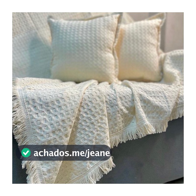 MANTA XALE PARA SOFÁ CHIQUE DECORATIVA CRUA 100% ALGODÃO
