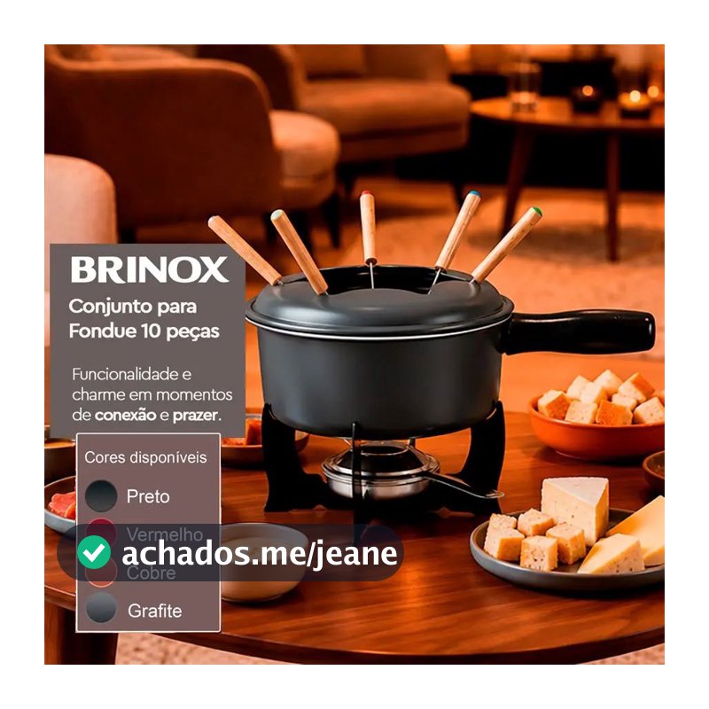 Conjunto para Fondue Brinox 10 Peças 16cm 1,25 Litros Aço Inox