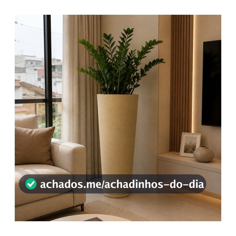 Vaso Plantas Decorativo Polietileno Coluna Classic Ibiza Escovada Prato Coletor 59x21