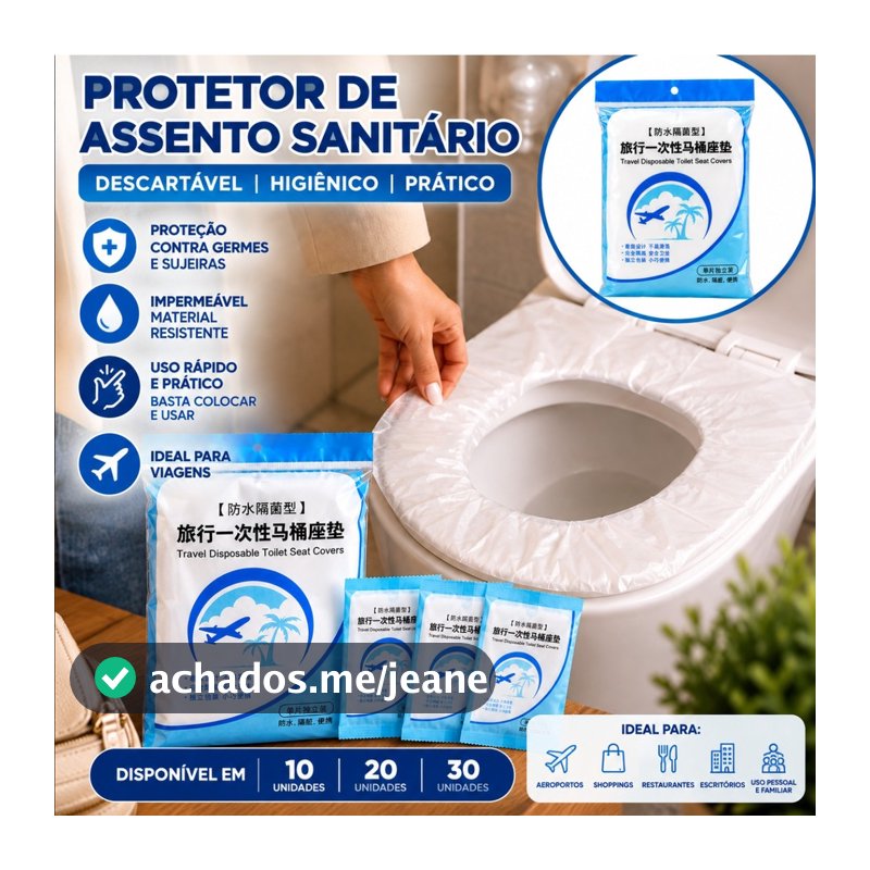 Protetor Assento Sanitário Descartável Impermeável Banheiro Público Viagem Uso Individual Kit 10 20 30 Unidades