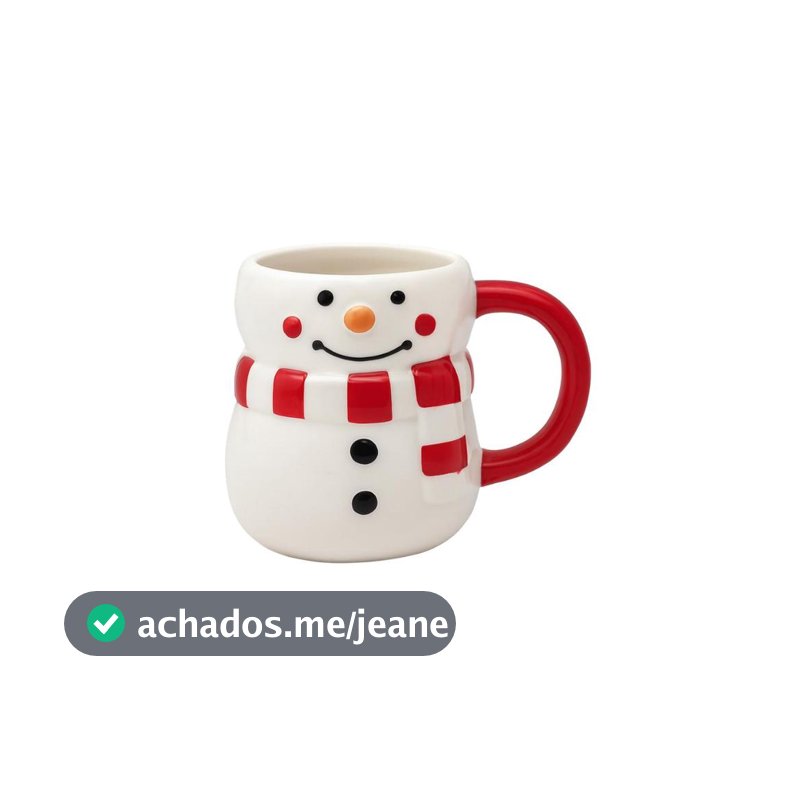 Caneca em Cerâmica Natalina Snowman Boneco de Neve 330ml